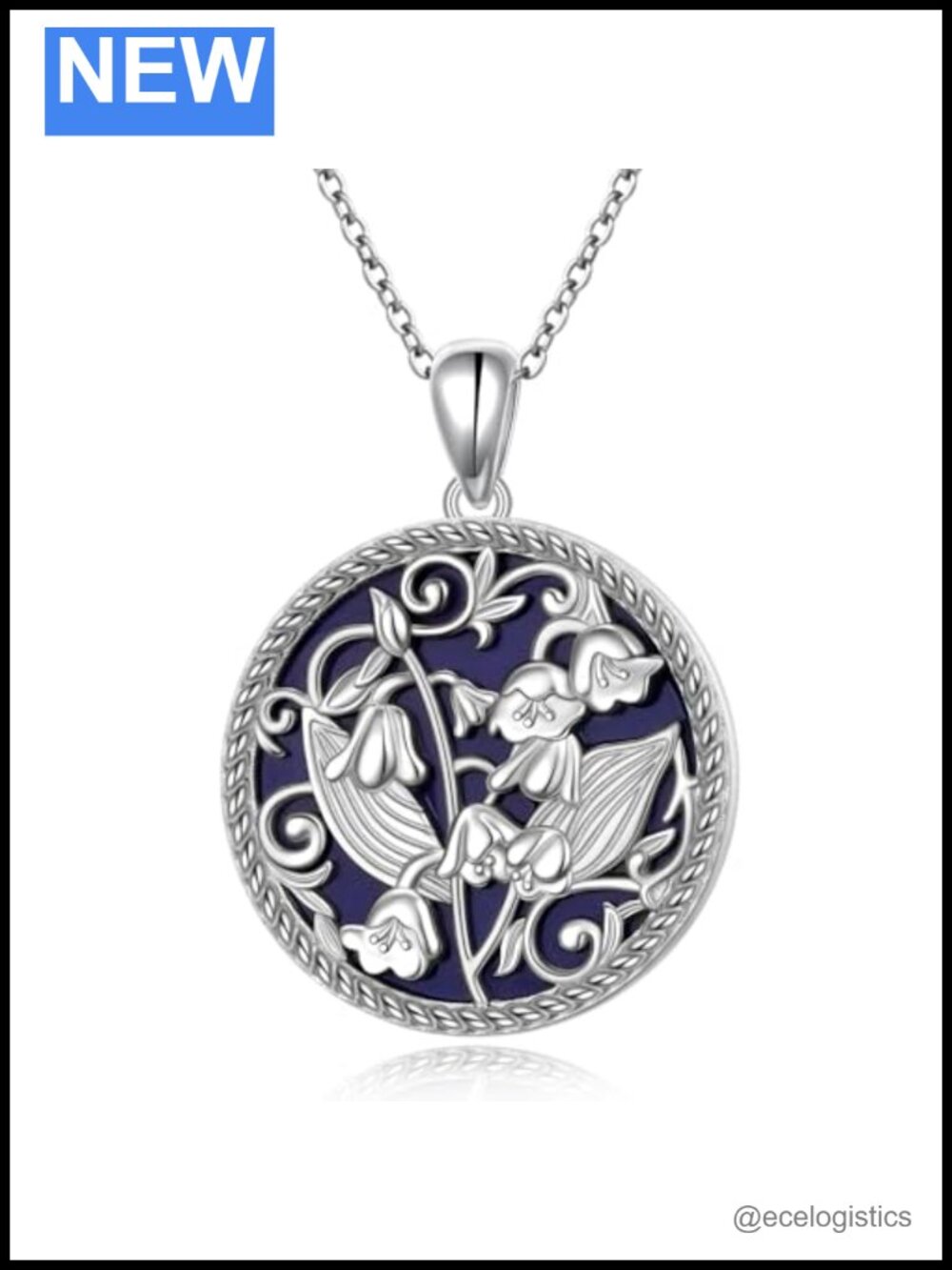 Handmade Lapis Lazuli Lily of the Valley Necklace 925 Sterling Silver 18in